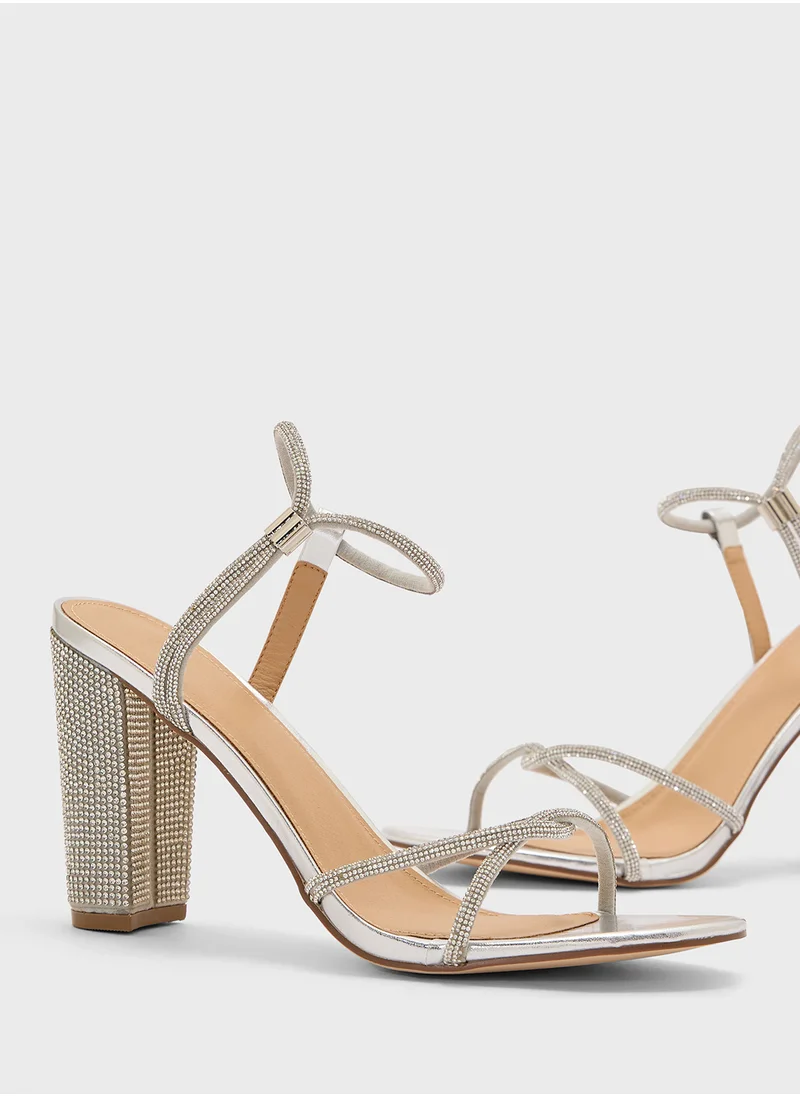 Truffle Diamante Block Heel Sandal