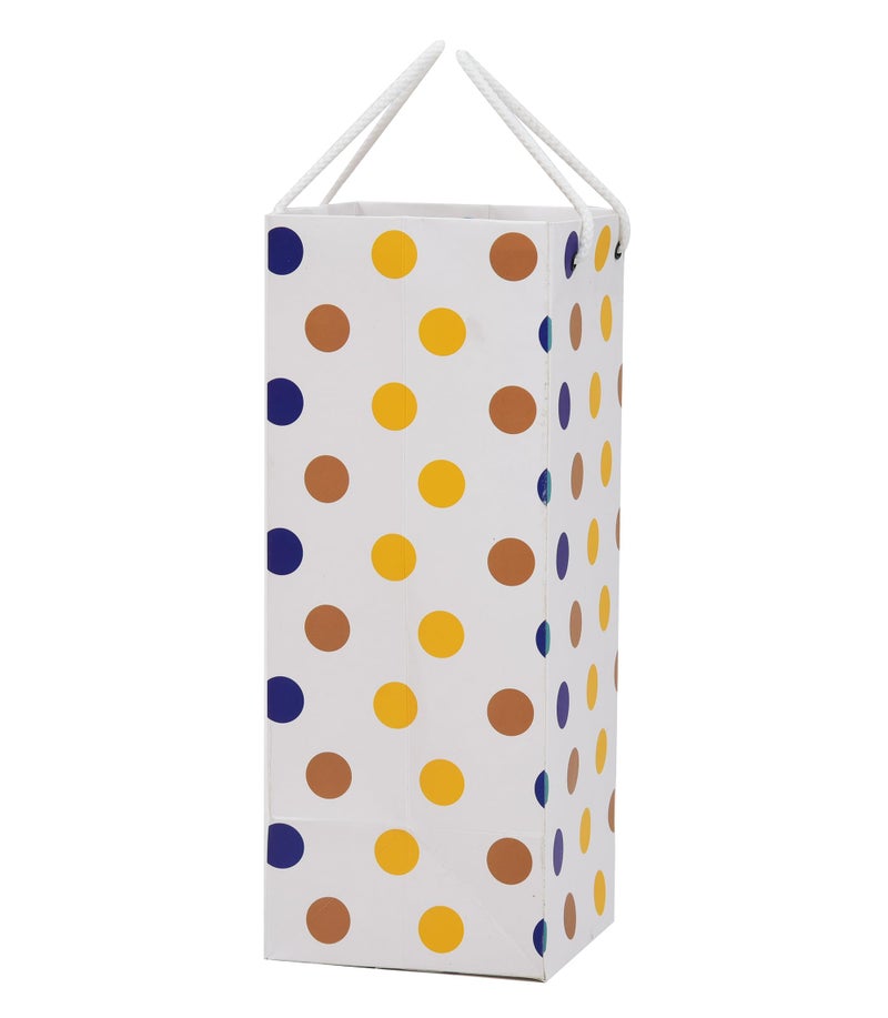 PPJ ® - POLKA MULTICOLOUR DOTS (WATER / JUCE / WINE BOTTLE) (10 Pcs.) PAPER CARRY BAG, 13 Inch X 5 Inch X 5 Inch for DIWALI/WEDDING/FUNCTION/BIRTHDAY/RETURN GIFTS/CHRISTMAS/ GIFT BAGS/GIFT COVERS (Pack of 10) - Image 1