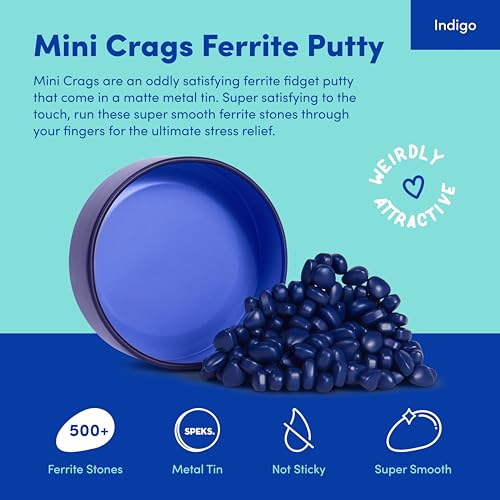 Speks Crags Ferrite Putty 500 Ferrite Stones in a Tin Fidget Toy for Adults Teens 14 Desk Toy for Office Stress Relief Present Matte Indigo Medium - Image 5