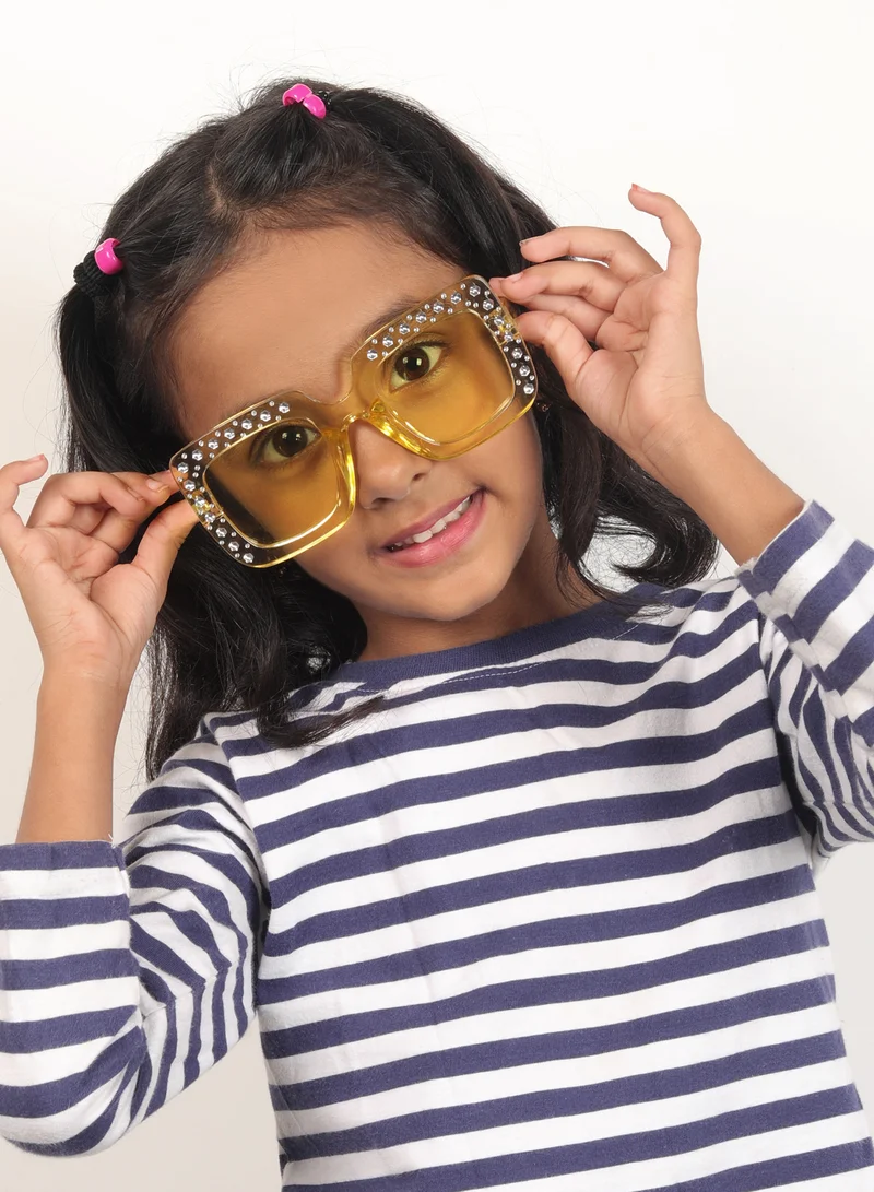 ووجلز نظارات شمسية مربعة صفراء أنيقة للأطفال