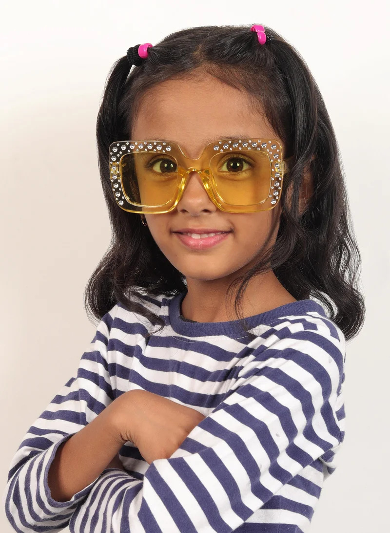 ووجلز نظارات شمسية مربعة صفراء أنيقة للأطفال