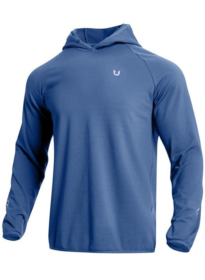 NORTHYARD Men's Athletic Gym Hoodies Pullover Long Sleeve Lightweight Fleece Lined Hooded Sweatshirts Workout Active Casual, Dustyblue, XXL - Image 1