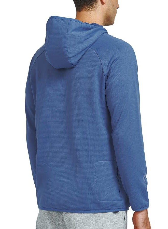 NORTHYARD Men's Athletic Gym Hoodies Pullover Long Sleeve Lightweight Fleece Lined Hooded Sweatshirts Workout Active Casual, Dustyblue, XXL - Image 3