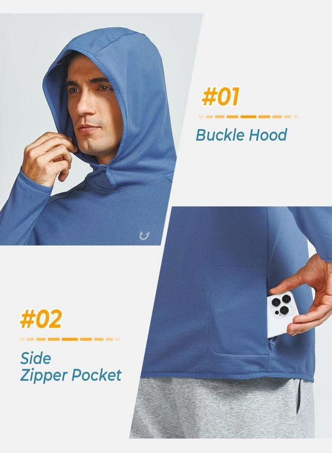 NORTHYARD Men's Athletic Gym Hoodies Pullover Long Sleeve Lightweight Fleece Lined Hooded Sweatshirts Workout Active Casual, Dustyblue, XXL - Image 4