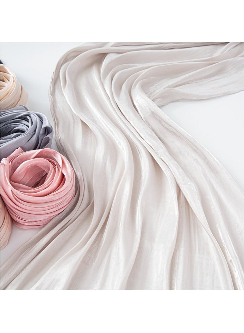 Women's shiny flowing headscarf and shawl, soft and warm scarf that wraps around hair in autumn and winter, 180 * 70cm multifunctional art scarf - Image 1