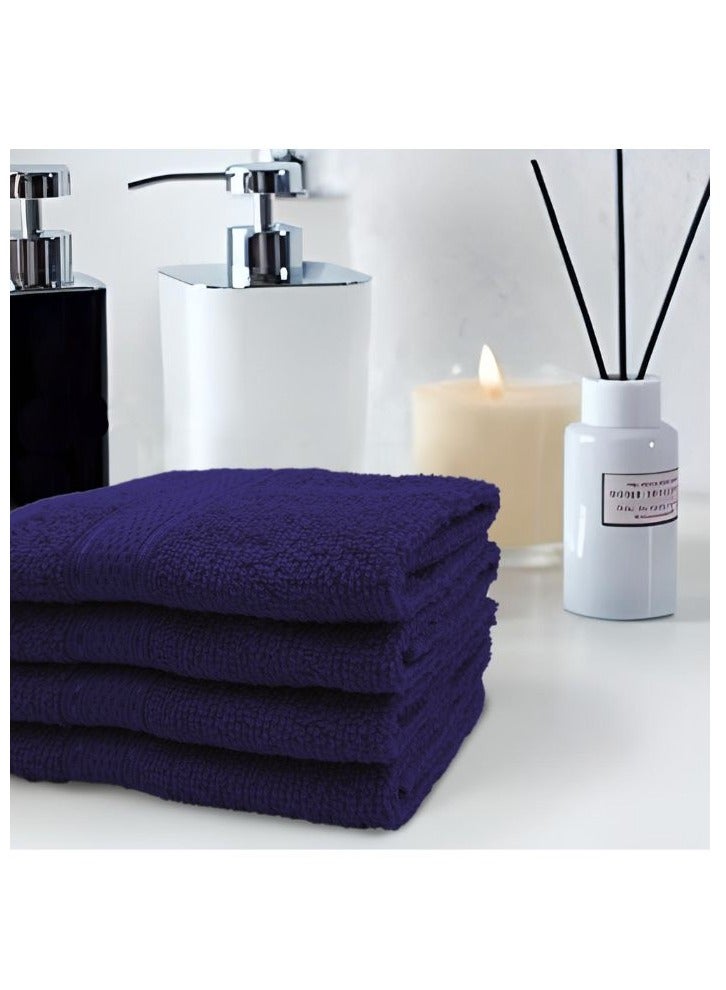 BYFT Daffodil (Navy Blue) Premium Face Towel (30x30Cm-Set of 12) Cotton, Highly Absorbent and Quick dry, Hotel and Spa Quality Bath linen with Stripe Diamond Dobby-500Gsm  - Image 1