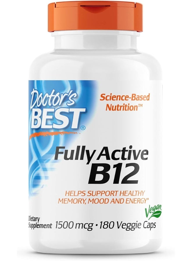 Doctor's BEST Fully Active B12 1500 Mcg, Supports Energy, Mood, Circulation, Non-Gmo, Vegan, Gluten Free, 180 Count - Image 1