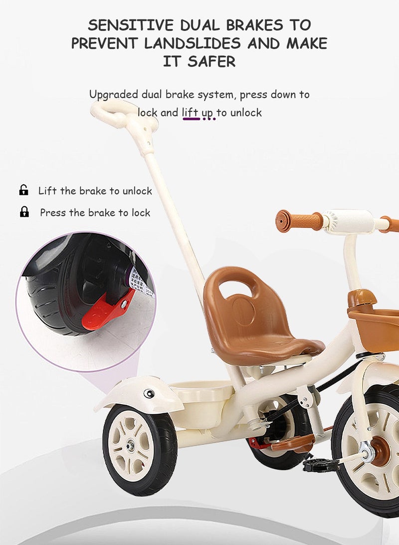 MaBaby Tricycles for Kids, with Storage Basket, Adjustable Seat and Parent Push Handle, Children Trike for 1-6 Years Boys and Girls, Balance Bike for Indoor Outdoor - Image 5