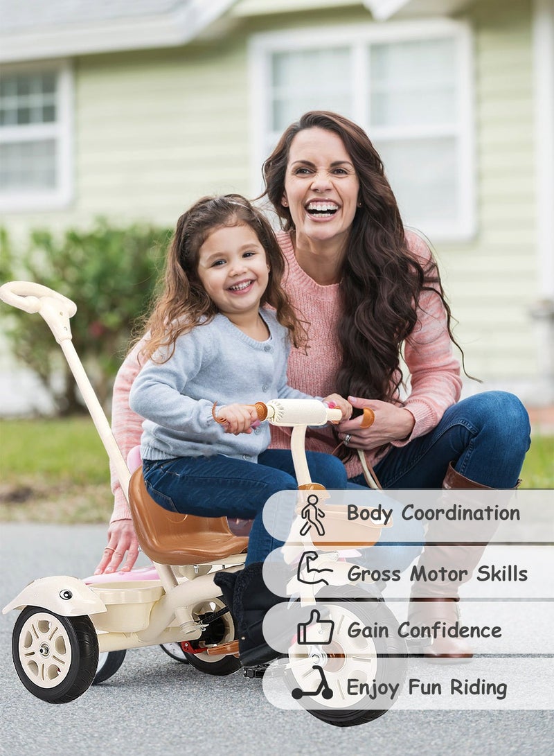 MaBaby Tricycles for Kids, with Storage Basket, Adjustable Seat and Parent Push Handle, Children Trike for 1-6 Years Boys and Girls, Balance Bike for Indoor Outdoor - Image 4