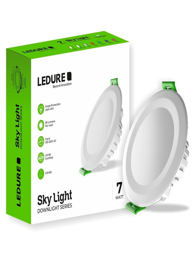 LEDURE Sky Downlight 7W | Extra Bright | Concealed LED Light | Ceiling Light | 7W Natural White Round Downlight |Recessed Mount Formate Glare-Free | Cutout - 3 inch (Pack of 1) - Image 1