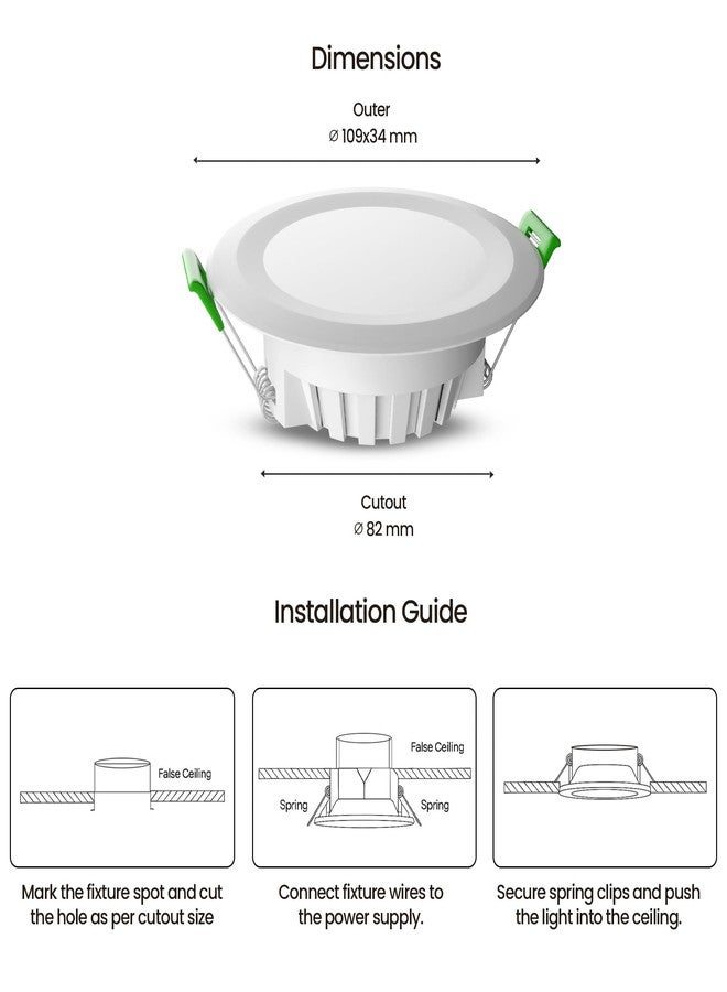 LEDURE Sky Downlight 7W | Extra Bright | Concealed LED Light | Ceiling Light | 7W Natural White Round Downlight |Recessed Mount Formate Glare-Free | Cutout - 3 inch (Pack of 1) - Image 5