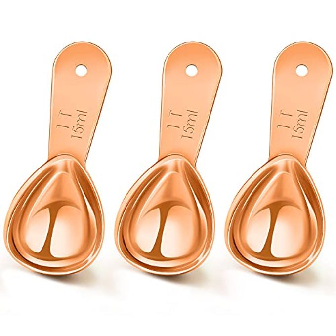 Patelai 3 Pieces Coffee Scoop Tablespoon Measuring Spoons Stainless Steel Coffee Scoops Short Handle Tablespoon for Tea Sugar Kitchen Gifts(15 ml,Rose Gold) - Image 4