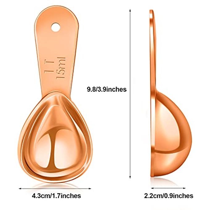 Patelai 3 Pieces Coffee Scoop Tablespoon Measuring Spoons Stainless Steel Coffee Scoops Short Handle Tablespoon for Tea Sugar Kitchen Gifts(15 ml,Rose Gold) - Image 2