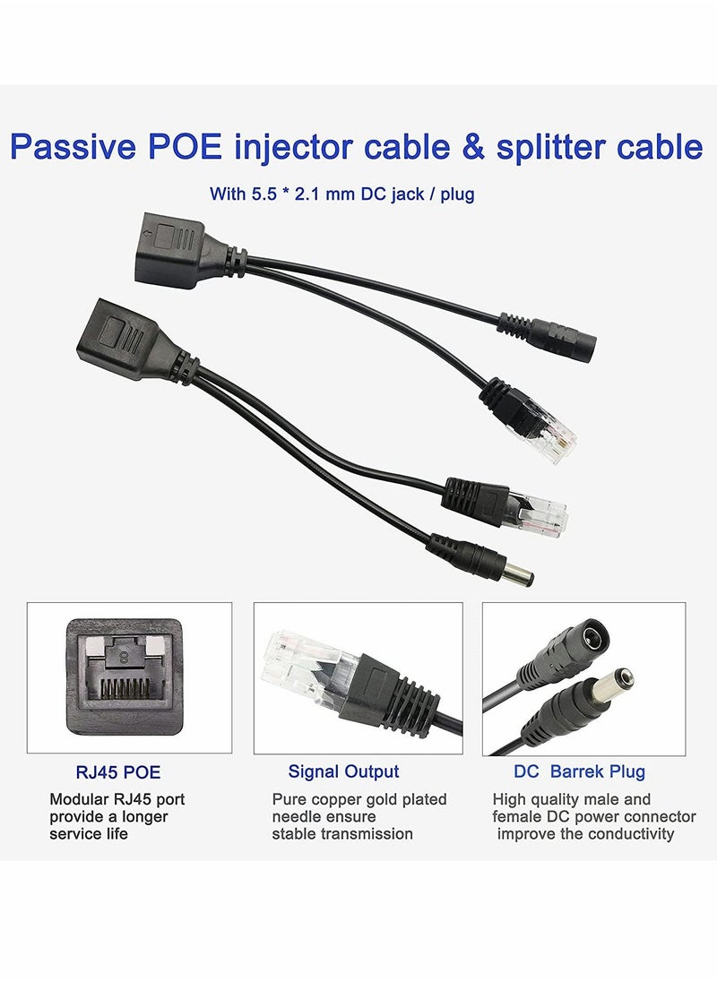 ماركة غير محددة Passive POE Adapter Cable,2Pair Injector, and Splitter Kit with 5.5x2.1mm DC Connector for WLAN, Routers, Switches, Internet Telephony, IP Cameras  - Image 3