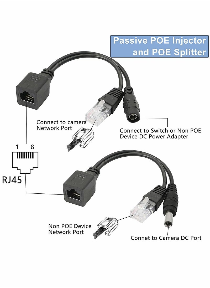 ماركة غير محددة Passive POE Adapter Cable,2Pair Injector, and Splitter Kit with 5.5x2.1mm DC Connector for WLAN, Routers, Switches, Internet Telephony, IP Cameras  - Image 5