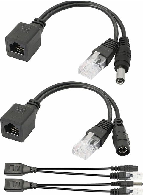 Passive POE Adapter Cable,2Pair Injector, and Splitter Kit with 5.5x2.1mm DC Connector for WLAN, Routers, Switches, Internet Telephony, IP Cameras