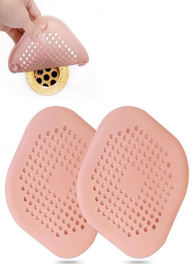Bovinde Shower Hair Drain Catcher,Square Drain Cover for Drain Strainer Hair Stopper with Suction Cup,Easy to Install Suit for Bathroom,Bathtub,Kitchen 2 Pack Pink - Image 1