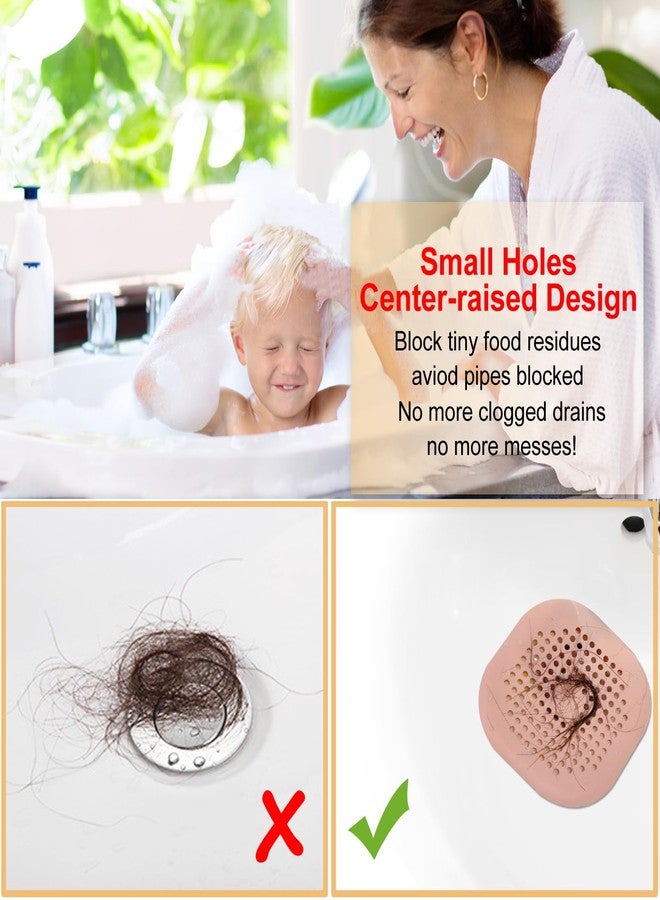 Bovinde Shower Hair Drain Catcher,Square Drain Cover for Drain Strainer Hair Stopper with Suction Cup,Easy to Install Suit for Bathroom,Bathtub,Kitchen 2 Pack Pink - Image 2