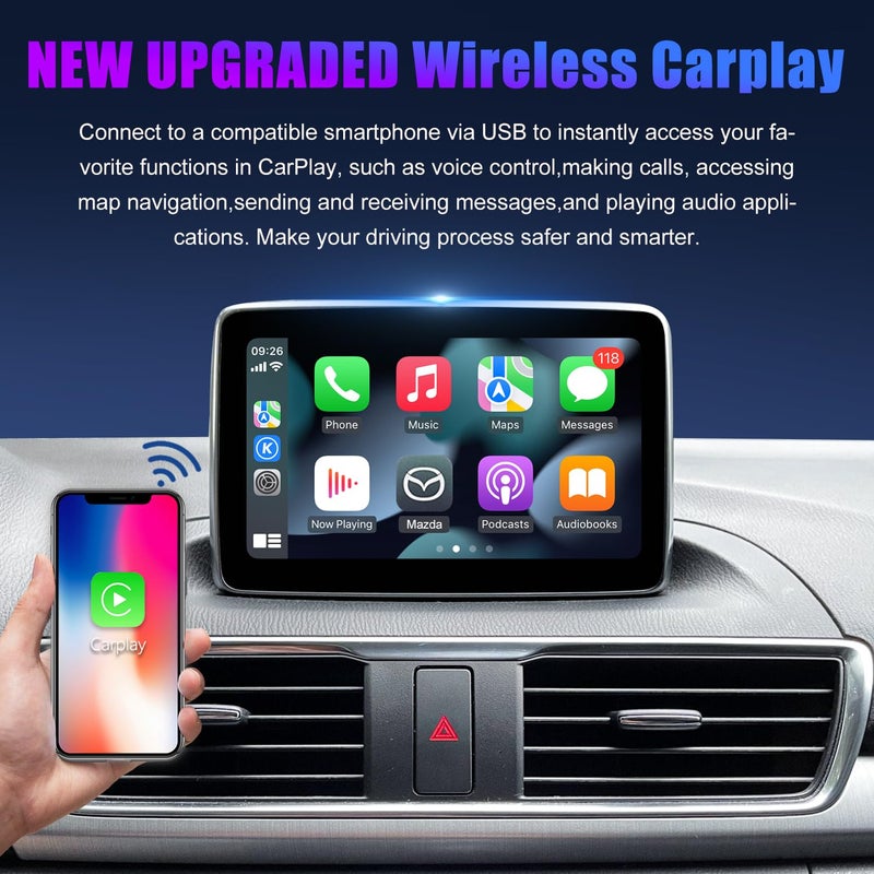 HMYC مجموعة ترقية Mazda Type-C Wireless Carplay، TK78-66-9U0C OEM Media Hub لنظام MZD Connect، متوافقة مع Mazda 2/3/6/CX3/CX5/CX9/MX5 2015-2020 (تدعم فقط Wireless Carplay، لا تدعم Android Auto) - Image 3