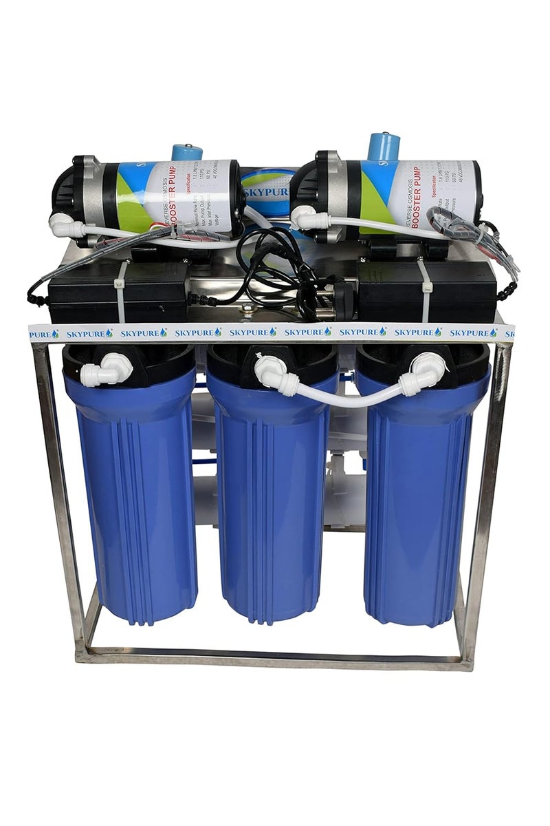 Skypure Stainless Steel 25 LPH Commercial RO Water Purifier Plant with Auto Shut Off Sensor 25 L White and Blue - Image 2