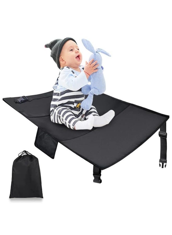 Dovva Toddler Airplane Travel Bed, Airplane Footrest Seat Extender for Kids,Toddler Airplane Bed, Toddler Airplane Travel Essentials, Portable Waterproof Airplane Seat Extender for Baby (Black) - Image 1