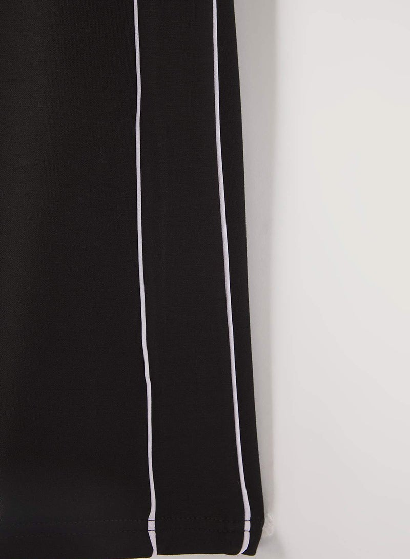 trendyol Black Ribbed Wide Leg/Flared Knitted Sports Sweatpants - Image 4