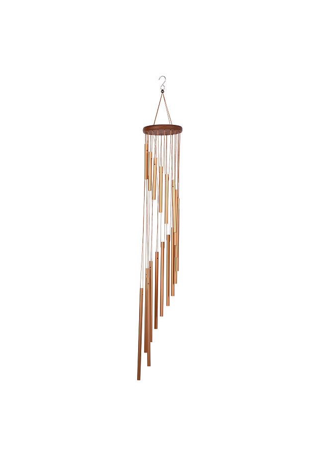 35inch 18-Bar Classic Rotating Wind Chime Solid Wood Aluminum Alloy Tubes for Home Balcony Bacyard Decoration