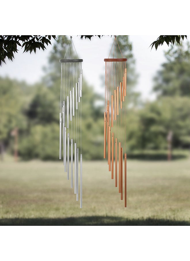 35inch 18-Bar Classic Rotating Wind Chime Solid Wood Aluminum Alloy Tubes for Home Balcony Bacyard Decoration