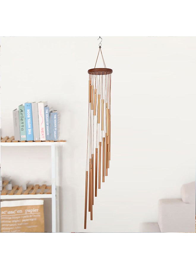 35inch 18-Bar Classic Rotating Wind Chime Solid Wood Aluminum Alloy Tubes for Home Balcony Bacyard Decoration