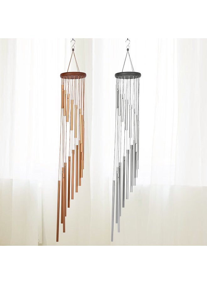 35inch 18-Bar Classic Rotating Wind Chime Solid Wood Aluminum Alloy Tubes for Home Balcony Bacyard Decoration