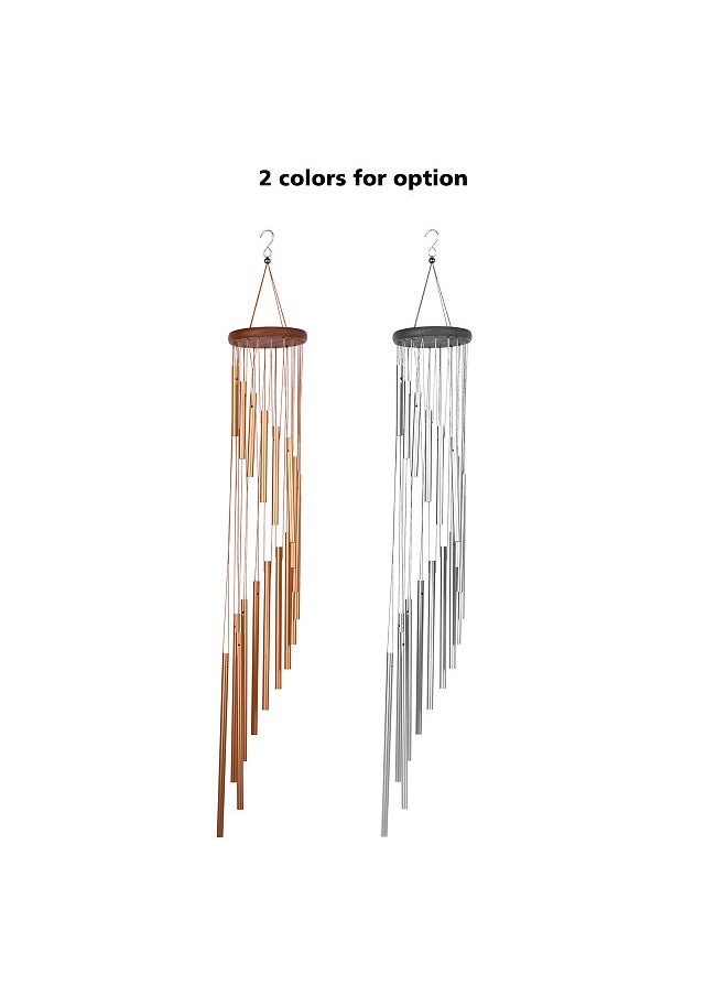 35inch 18-Bar Classic Rotating Wind Chime Solid Wood Aluminum Alloy Tubes for Home Balcony Bacyard Decoration