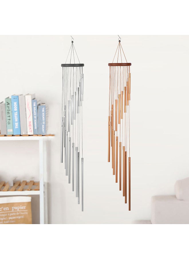 35inch 18-Bar Classic Rotating Wind Chime Solid Wood Aluminum Alloy Tubes for Home Balcony Bacyard Decoration