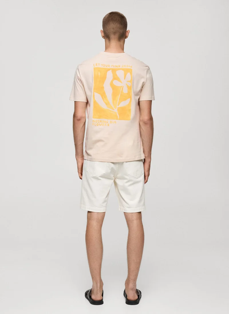 Mango Man Crew Neck Printed  T-Shirt