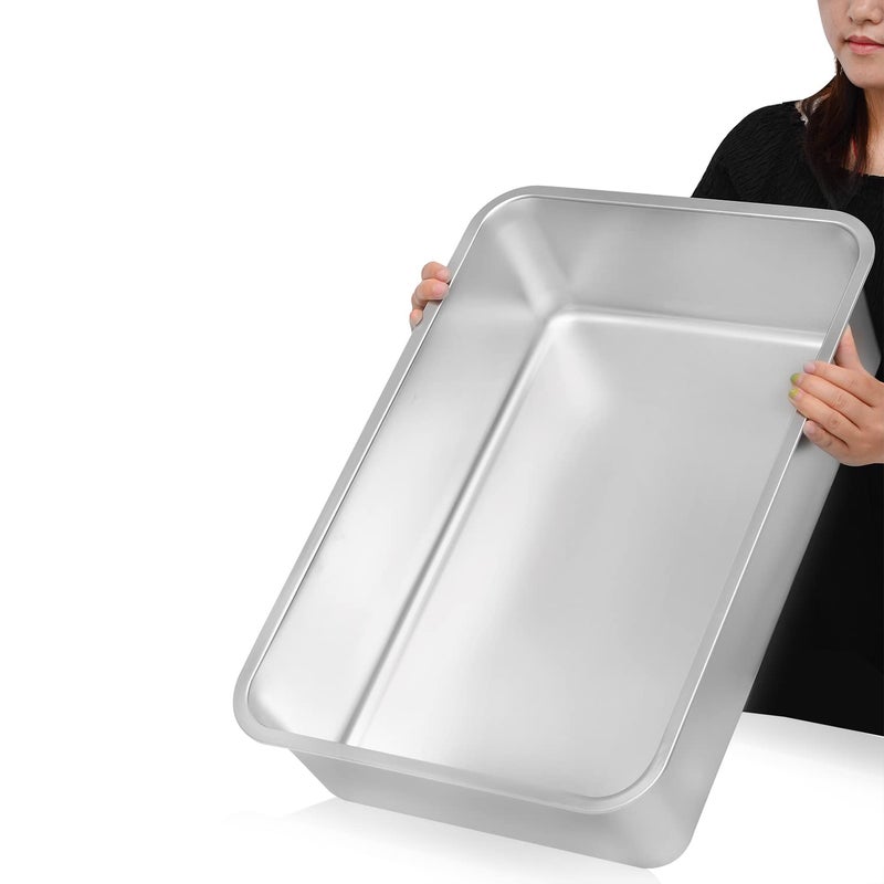 Kichwit Extra Large Stainless Steel Open Cat Litter Box with High Sides, Metal Litter Pan for Cat, 23.6 x 15.7 x 5.9 Inches - Image 2
