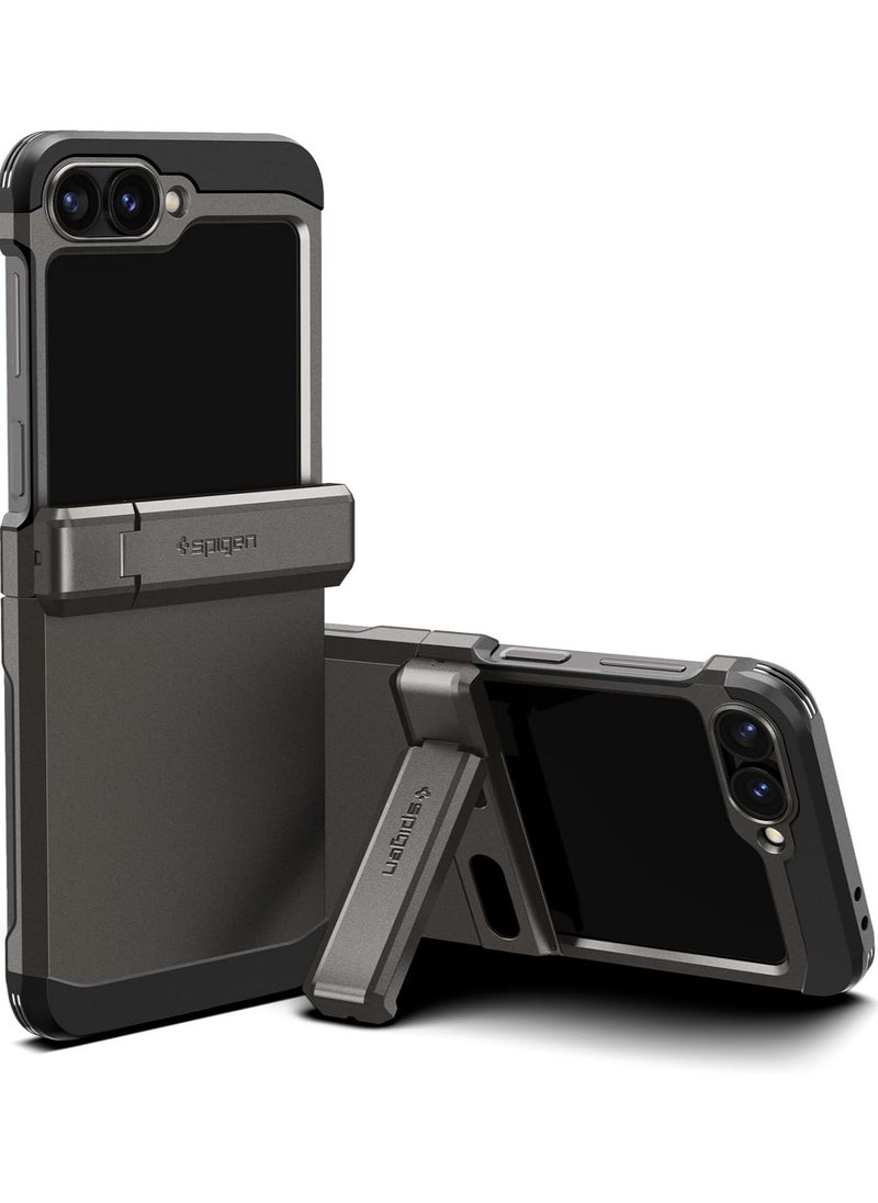 Spigen Tough Armor Pro for Samsung Galaxy Z Flip 6 Case Cover (2024) with Hinge Protection & Kickstand - Gunmetal  - Image 1