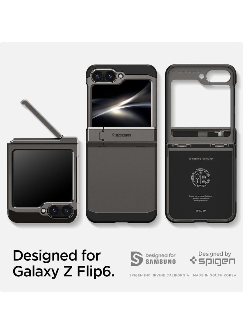 Spigen Tough Armor Pro for Samsung Galaxy Z Flip 6 Case Cover (2024) with Hinge Protection & Kickstand - Gunmetal  - Image 2