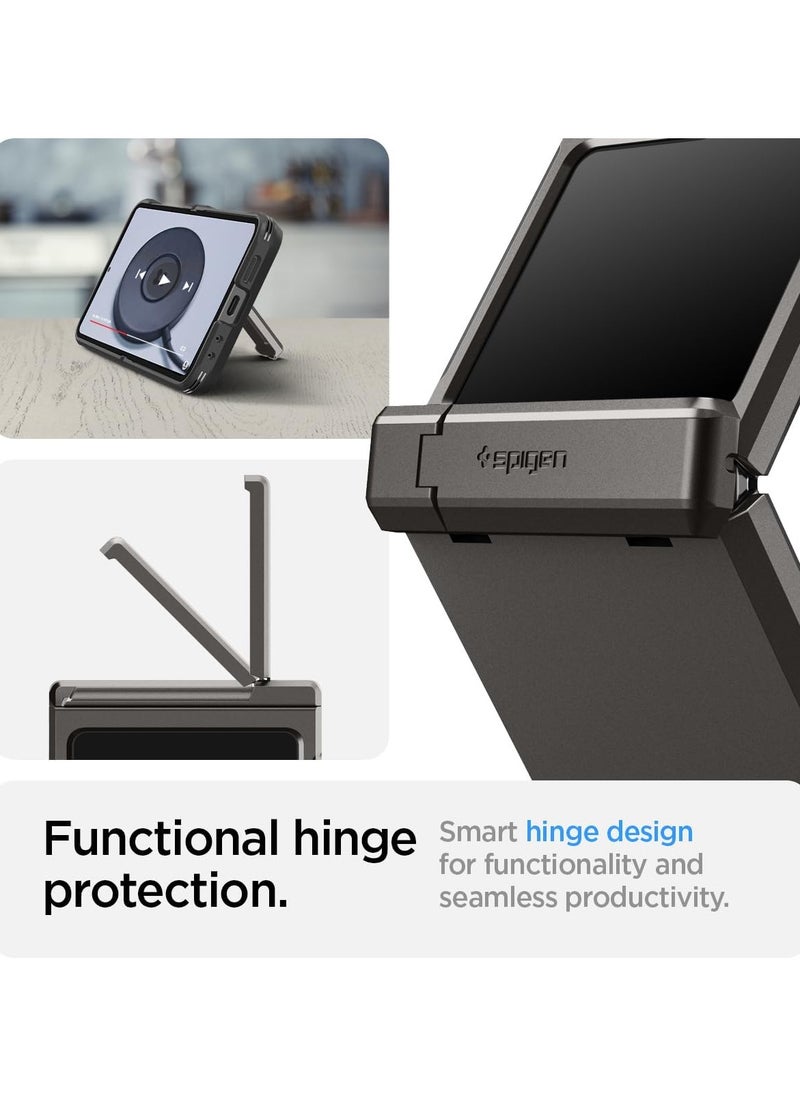 Spigen Tough Armor Pro for Samsung Galaxy Z Flip 6 Case Cover (2024) with Hinge Protection & Kickstand - Gunmetal  - Image 5