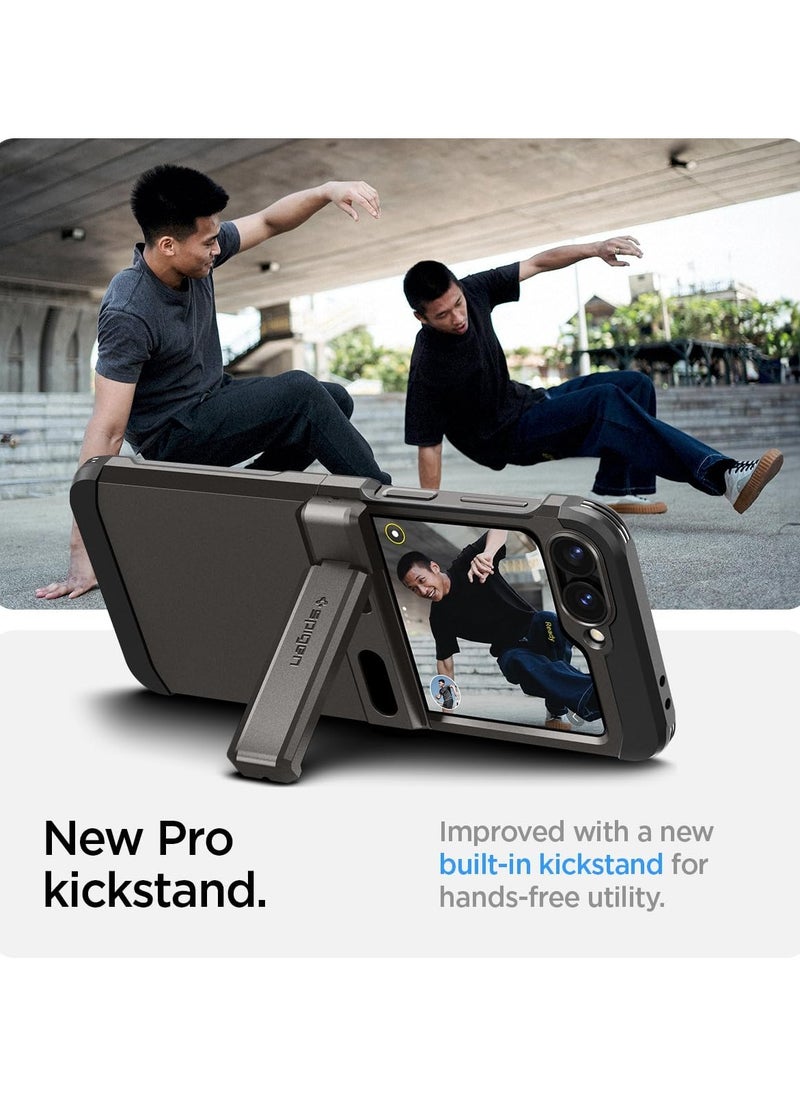 Spigen Tough Armor Pro for Samsung Galaxy Z Flip 6 Case Cover (2024) with Hinge Protection & Kickstand - Gunmetal  - Image 4