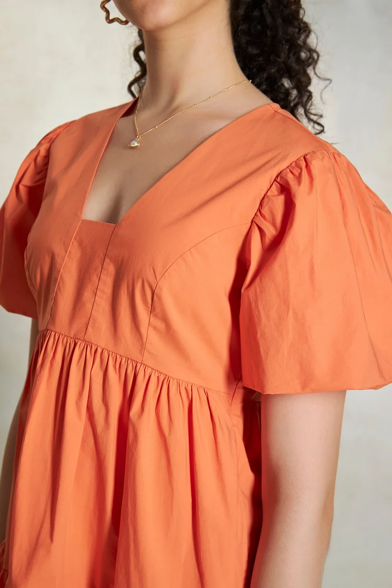 Virgio Orange Babydoll Dress