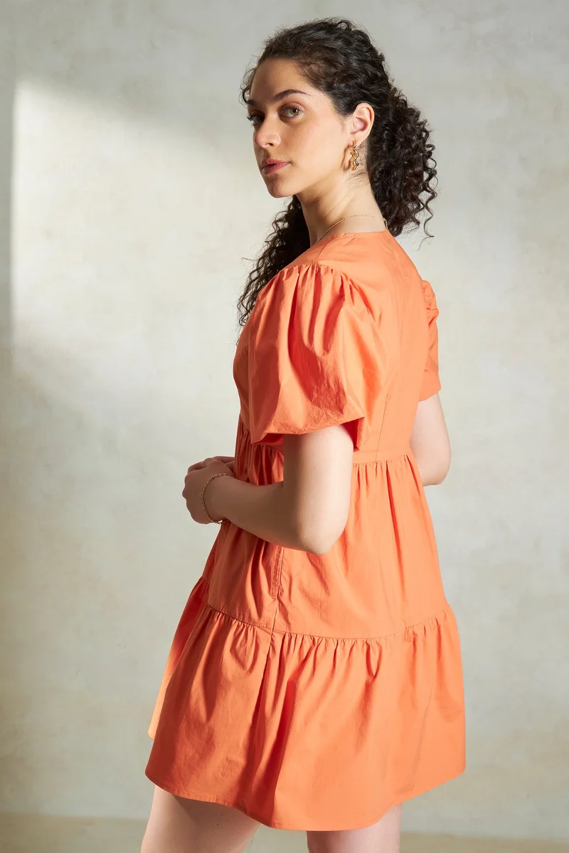 Virgio Orange Babydoll Dress