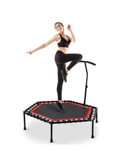 Arabest 45" Silent Mini Trampoline with Adjustable Handle Bar Fitness Trampoline Bungee Rebounder Jumping Cardio Trainer Workout  - Image 1
