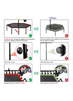 Arabest 45" Silent Mini Trampoline with Adjustable Handle Bar Fitness Trampoline Bungee Rebounder Jumping Cardio Trainer Workout  - Image 4