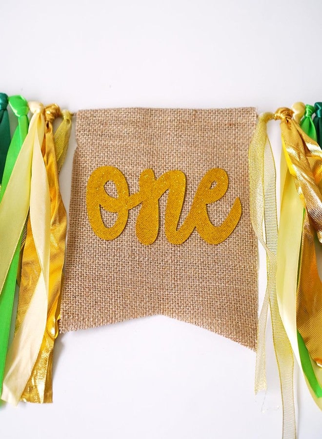 CROWNOS First Birthday High Chair Banner for Jungle Theme Party Decorations, Green 1st Wild One Highchair Banner Backdrop for Boy Girl - Image 3