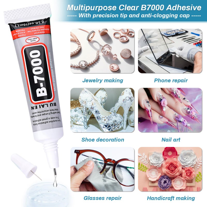 LifeisLuck B7000 Glue Crystal Rhinestone Close Chain Trim, 8 Yards 2MM Silver with AB Beads Rhinestone Strips Chain Trim for DIY Sewing Clothes Shoes Hat Beaded Wedding Jewelry Decoration - Image 5