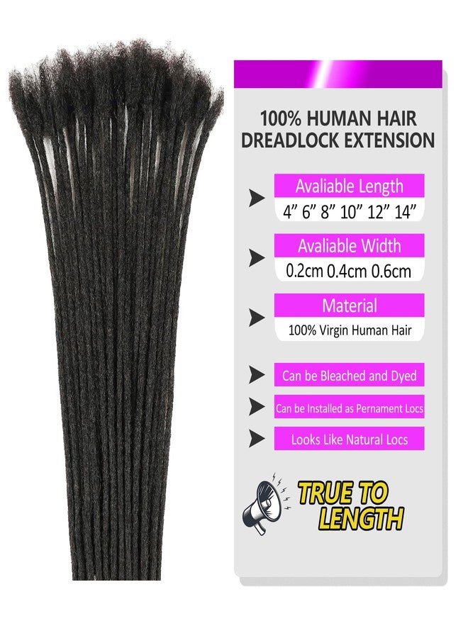 Vlliyava 0.6 cm Width 8 Inch 30 Strands Human Hair Loc Extensions, Natural Black 100% Full Handmade Permanent Real Human Hair Dreadlock Extensions for Women/Men/Kids Can Be Dyed Bleached Curled Twisted - Image 2