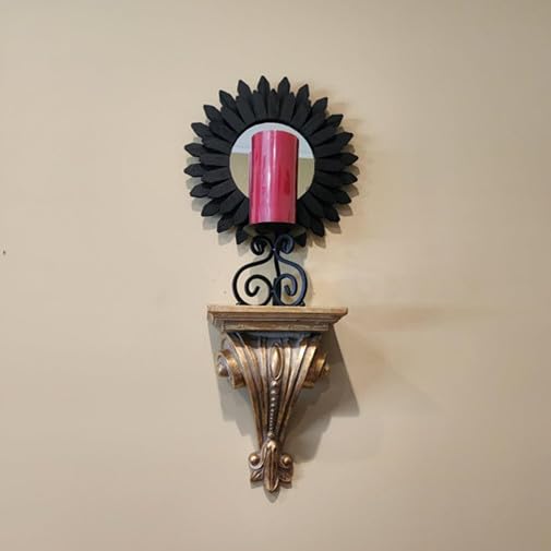 Honiway Black Wall Decor Wall Mirror 12 inch Boho Wall Decor Wood Decorative Mirror for Room Decor Home Decor for Bedroom Living Room Bathroom Kitchen Black - Image 3