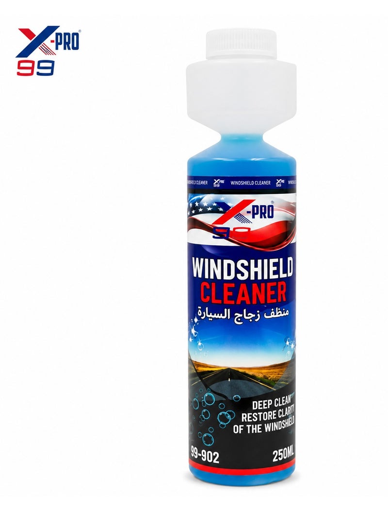 X Pro 99 X-PRO 99 Windshield Cleaner 250ml Glass Cleaning Liquid for Car Windshield Side Window Mirror Sunroof Shower Glass Door Oil Film Water Stain Remover Rain Mark Cleaner Bug Residue Cleaner Bird Dropping Remover Streak Free Formula - Image 1
