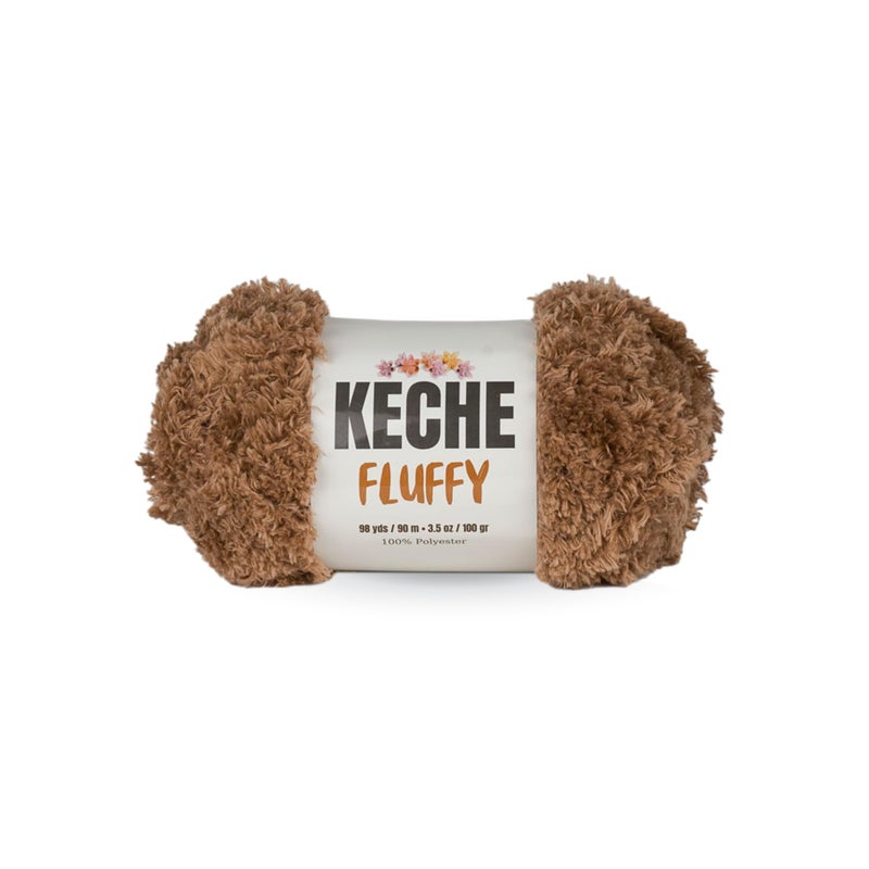 KECHE Fluffy Bulky Yarn â€“ Super Soft Chunky Fuzzy Blanket Weight # 5 Yarn for Knitting Crocheting Crafting 3.5 oz (100 gr) 98 Yds (90 m) - Latte - Image 1