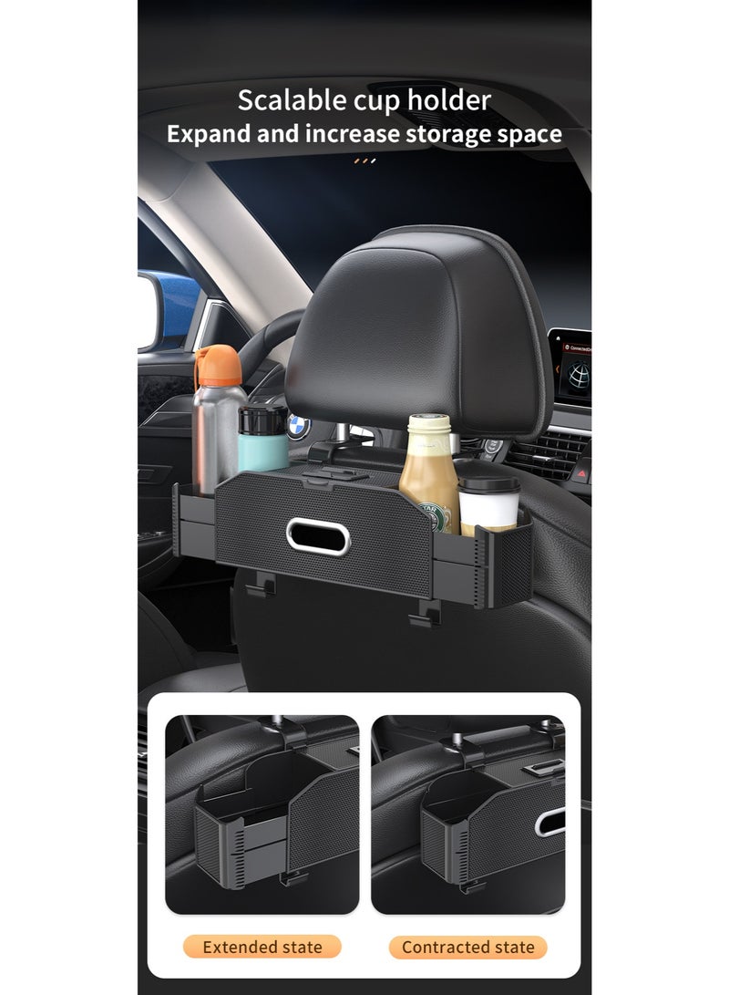 Bukela Car Seat Back Organizer with Tissue Box, Dual Cup Holders & Hooks - Multi-Functional Car Organizer Storage Box – Automobile Accessories Gadgets for Families, and Kids Travel (Black) - Image 5