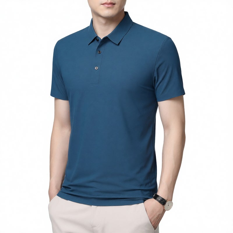 Men's Breathable Summer Polo Shirt Short Sleeve Business Casual Top - Image 1